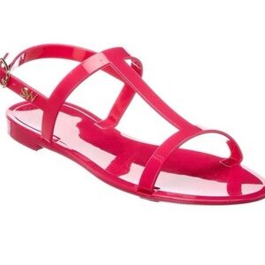 Stuart Weitzman hot pink Jelly Sandals Summer coquette beach resortwear Sz 7 New